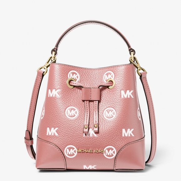 MICHAEL KORS
Mercer Small Logo Embossed Leather Bucket Bag
COLOR PRIMROSE 
NWT - Picture 2 of 4